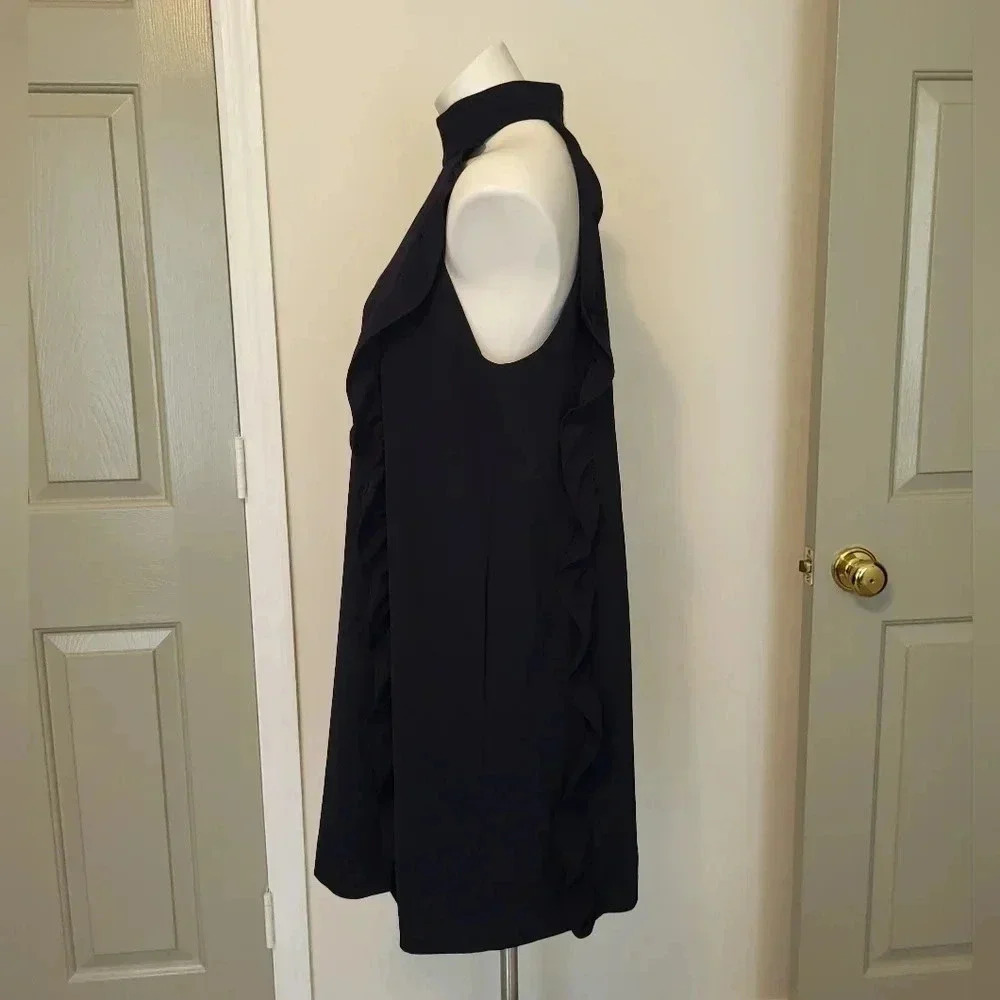 Ted Baker Halter Neck Lace Detail Torria Ruffled Navy Blue Tunic Dress(4)Large - Picture 4 of 11